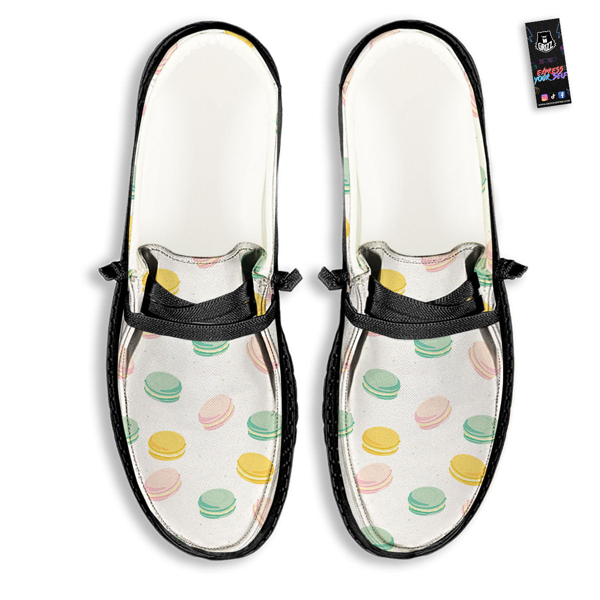 Macaron Pastel Print Pattern Black Loafers-grizzshop