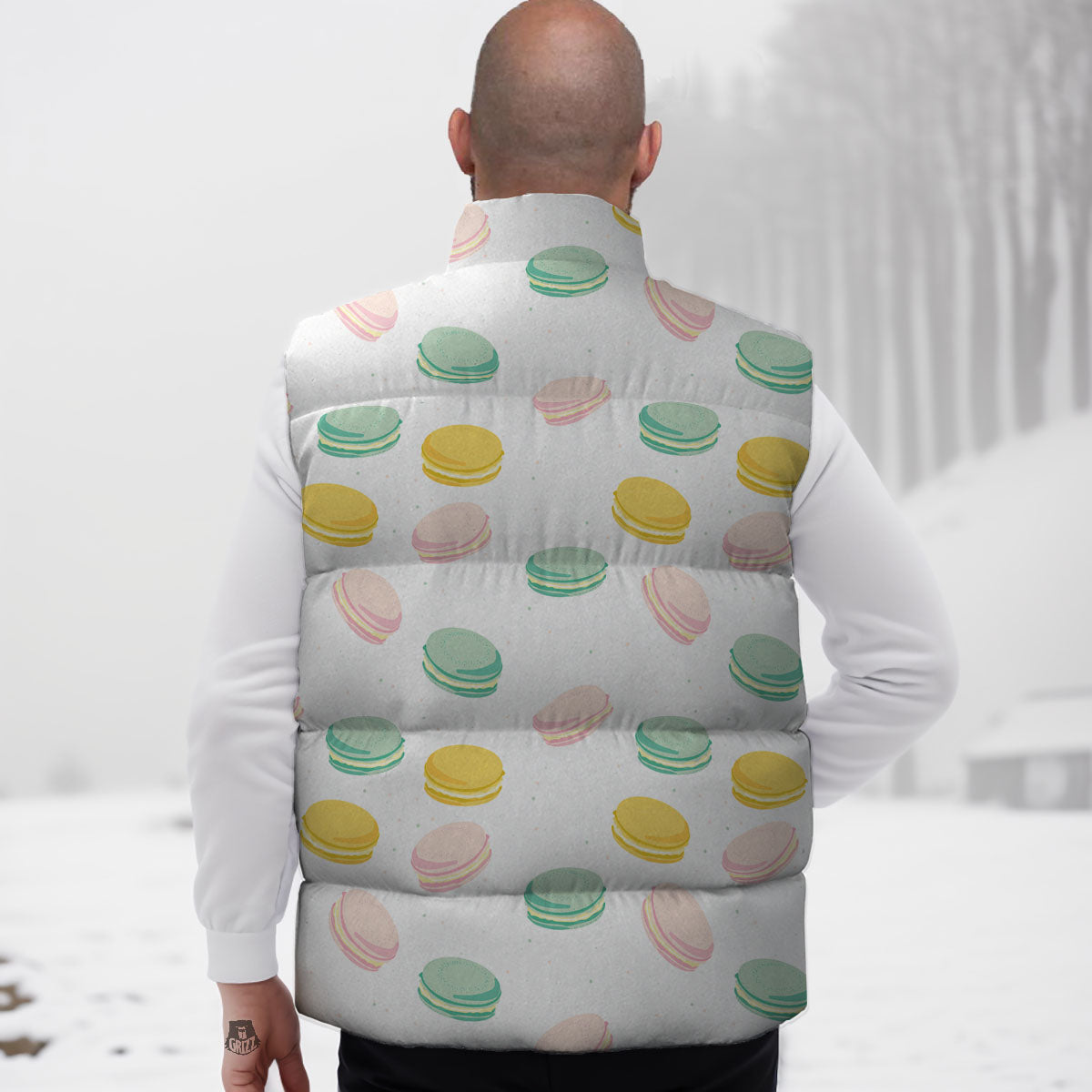 Macaron Pastel Print Pattern Down Vest-grizzshop