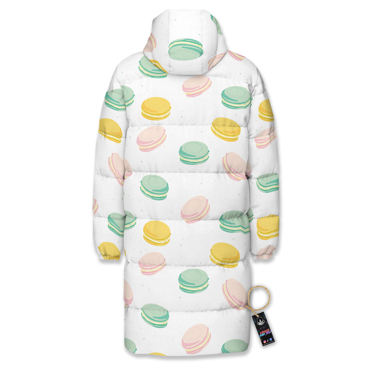 Macaron Pastel Print Pattern Long Down Jacket-grizzshop