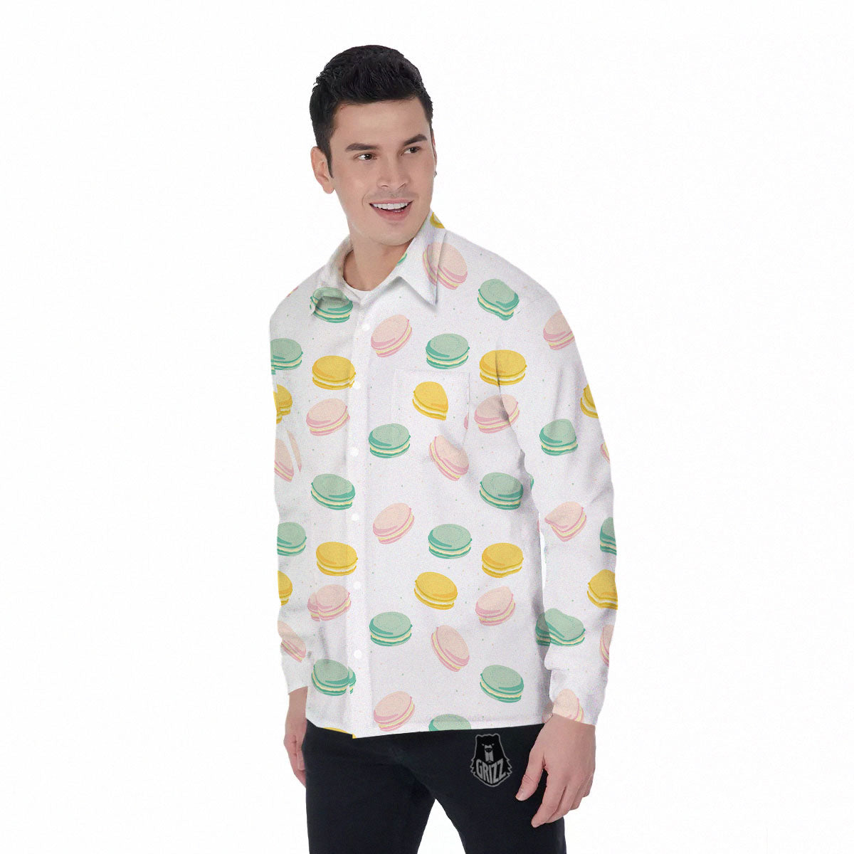 Macaron Pastel Print Pattern Men's Long Sleeve Shirts-grizzshop