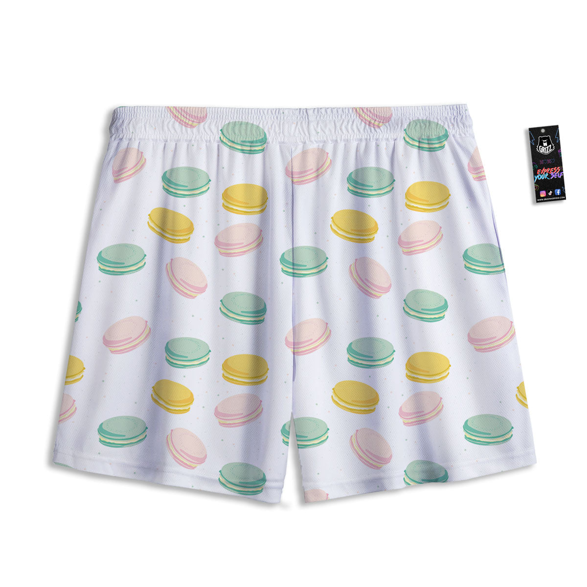 Macaron Pastel Print Pattern Mesh Shorts-grizzshop