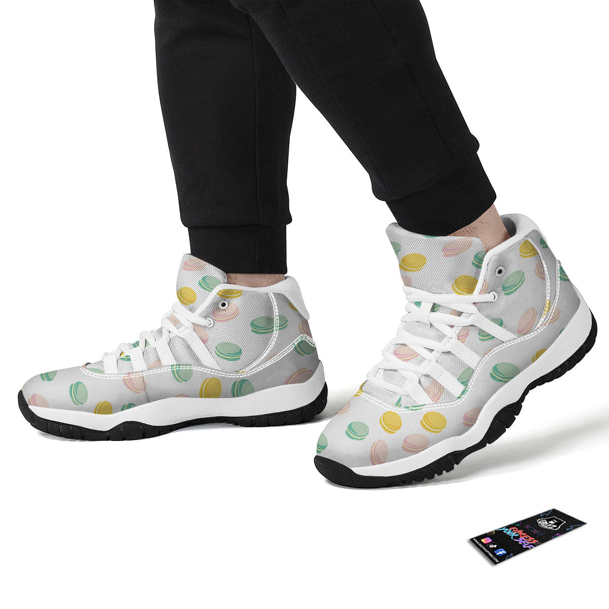 Macaron Pastel Print Pattern White Bball Shoes-grizzshop