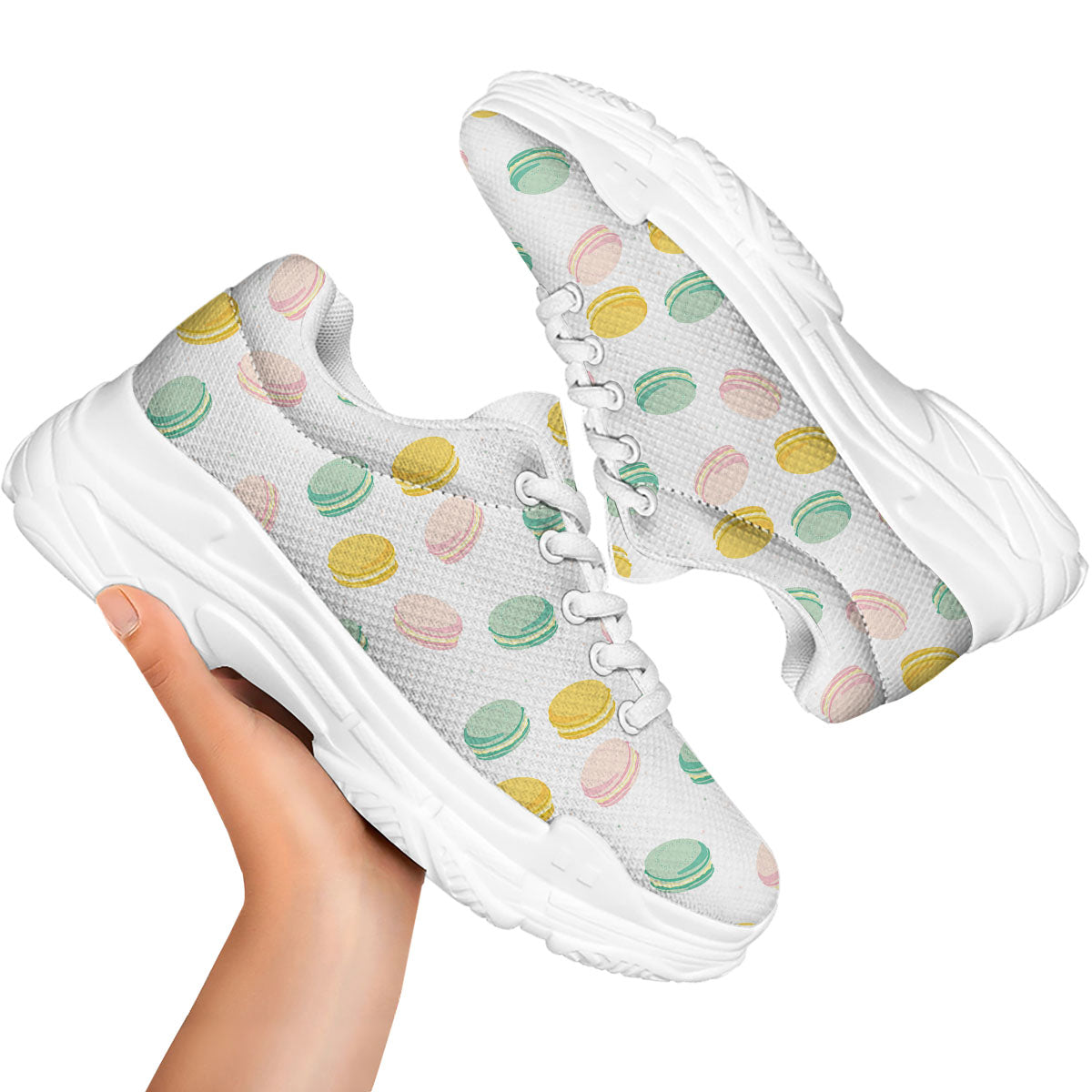 Macaron Pastel Print Pattern White Chunky Shoes-grizzshop
