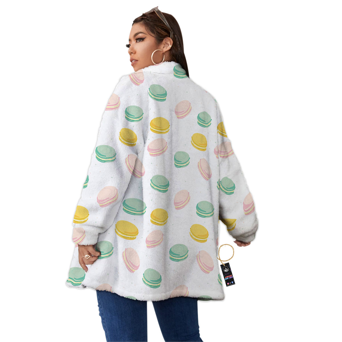Macaron Pastel Print Pattern Women's Sherpa Jacket-grizzshop