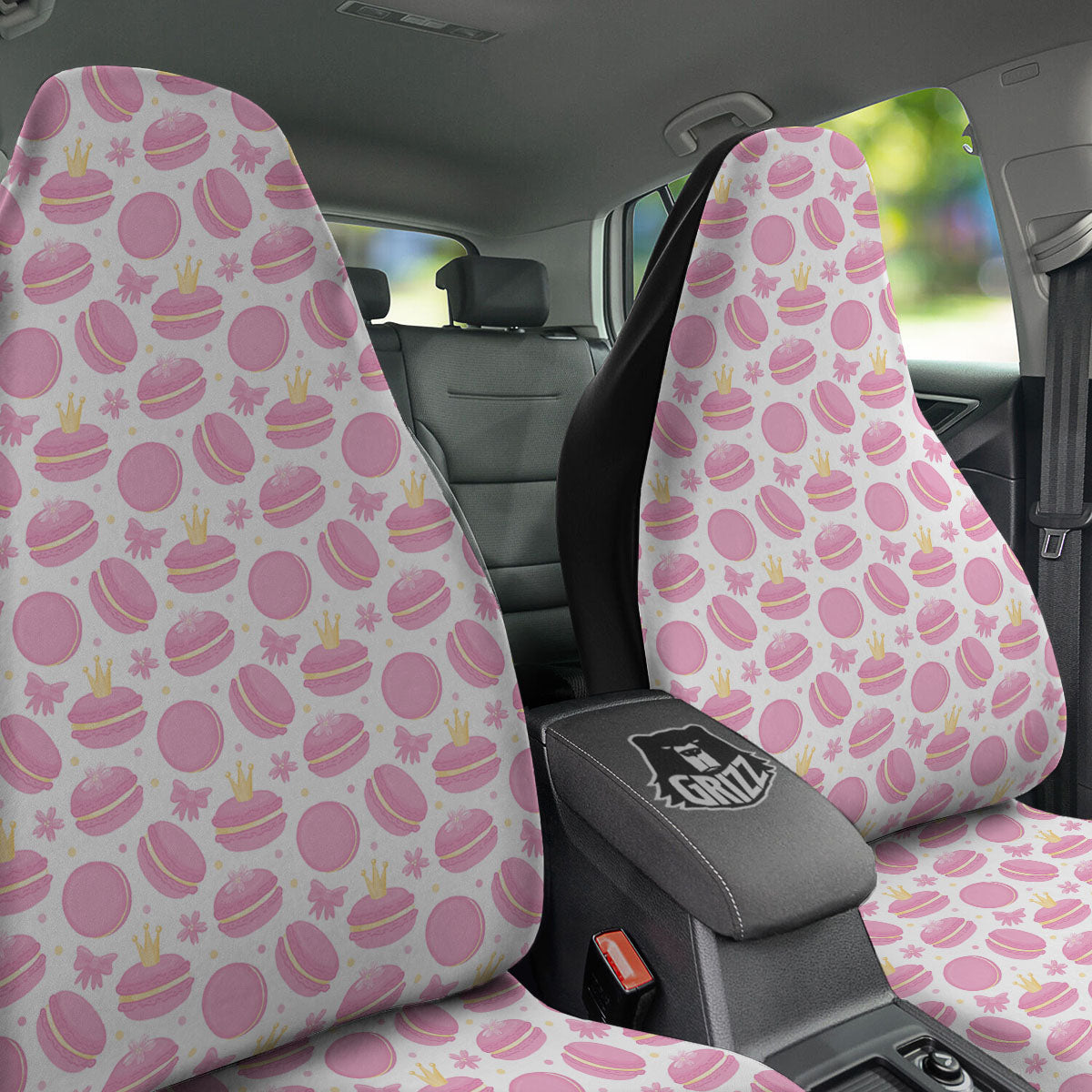 Macaron Pink Print Pattern Car Seat Covers-grizzshop