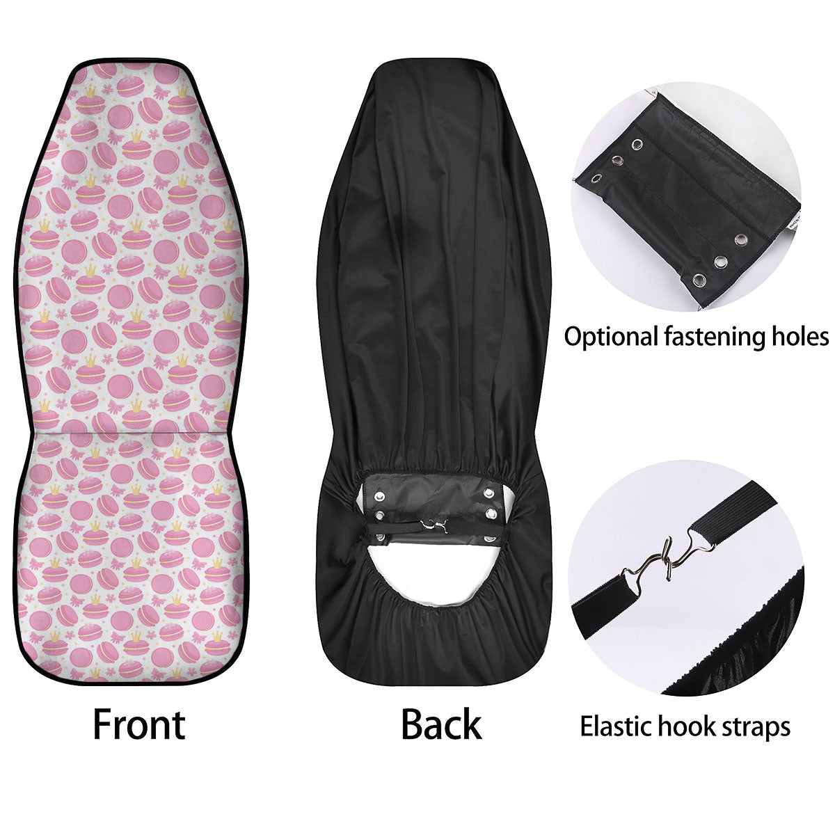 Macaron Pink Print Pattern Car Seat Covers-grizzshop