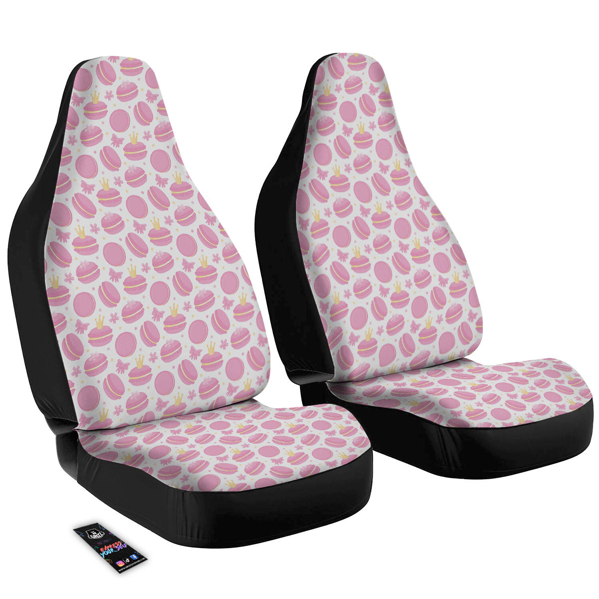 Macaron Pink Print Pattern Car Seat Covers-grizzshop