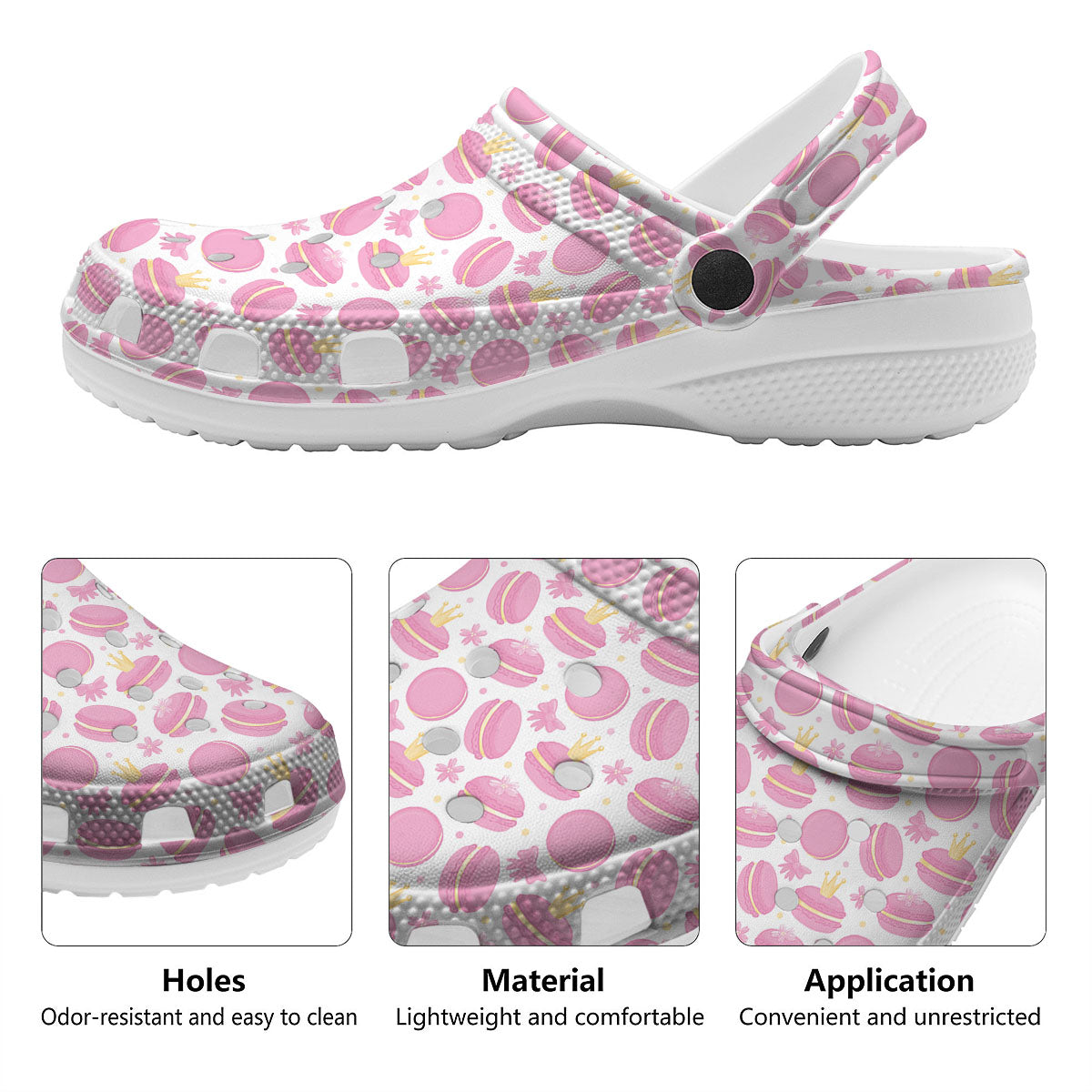 Macaron Pink Print Pattern Clog-grizzshop
