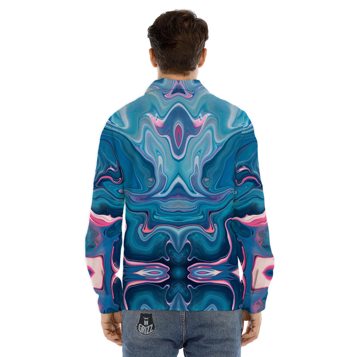 Macaron Pink Print Pattern Men's Dress Shirts-grizzshop