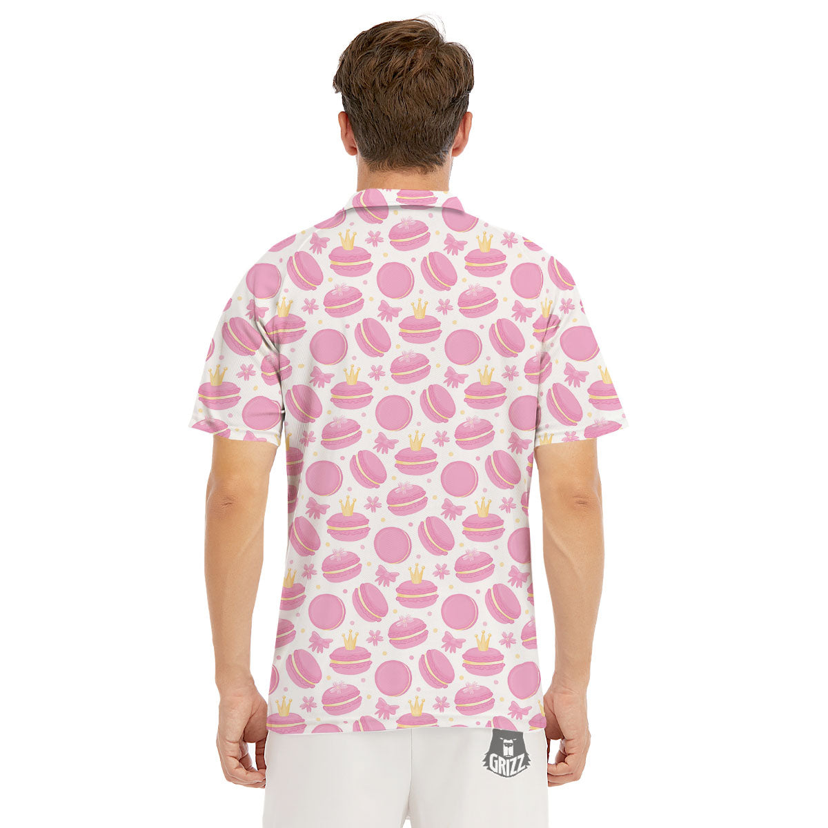 Macaron Pink Print Pattern Men's Golf Shirts-grizzshop