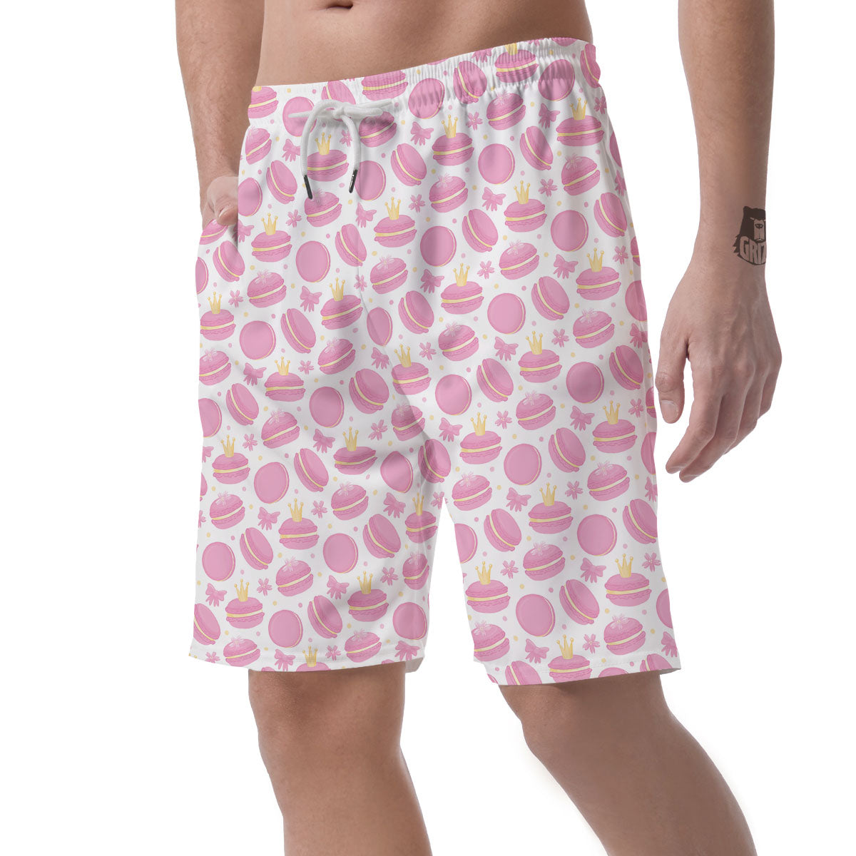 Macaron Pink Print Pattern Men's Shorts-grizzshop