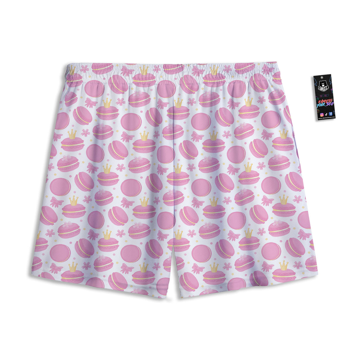 Macaron Pink Print Pattern Mesh Shorts-grizzshop