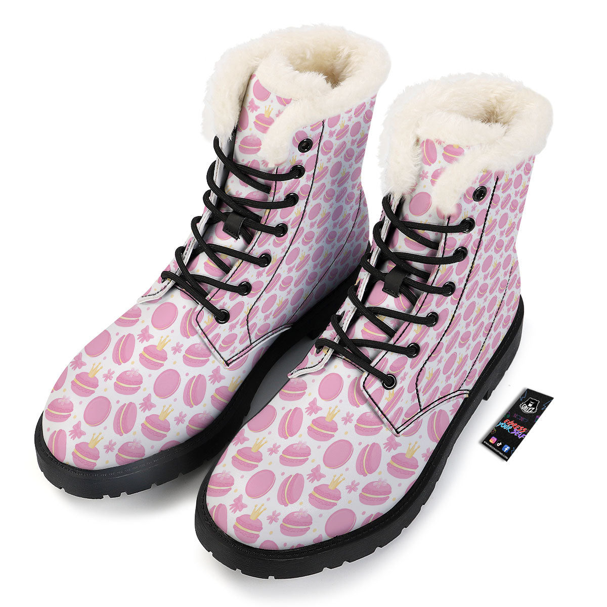 Macaron Pink Print Pattern Winter Boots-grizzshop