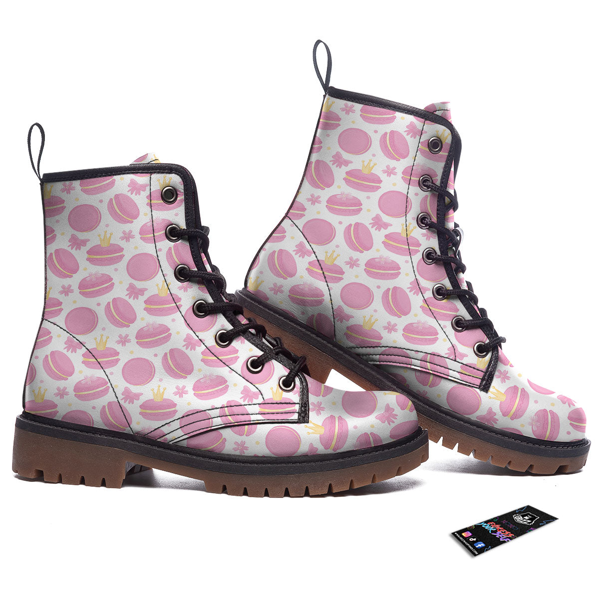 Macaron Pink Print Pattern Work Boots-grizzshop