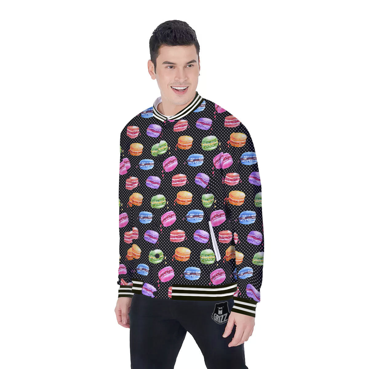 Macaron Polka Dot Print Pattern Baseball Jacket-grizzshop