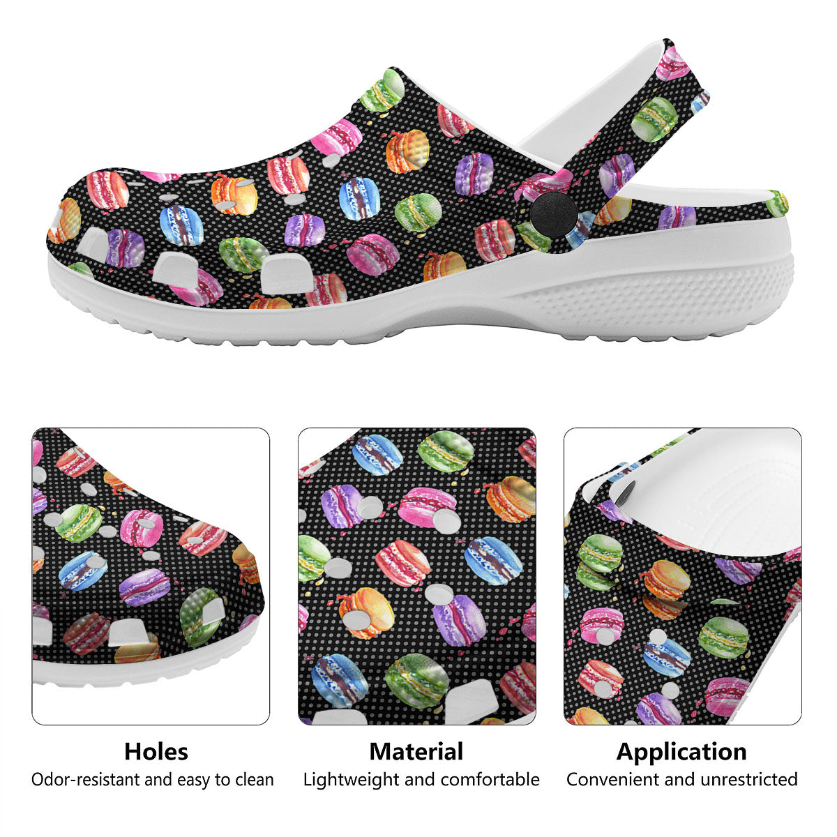 Macaron Polka Dot Print Pattern Clog-grizzshop