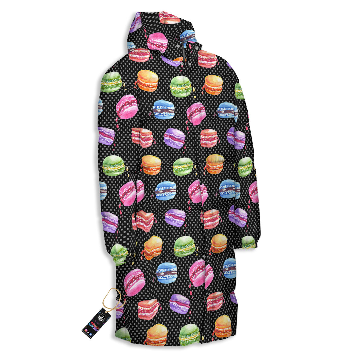 Macaron Polka Dot Print Pattern Long Down Jacket-grizzshop