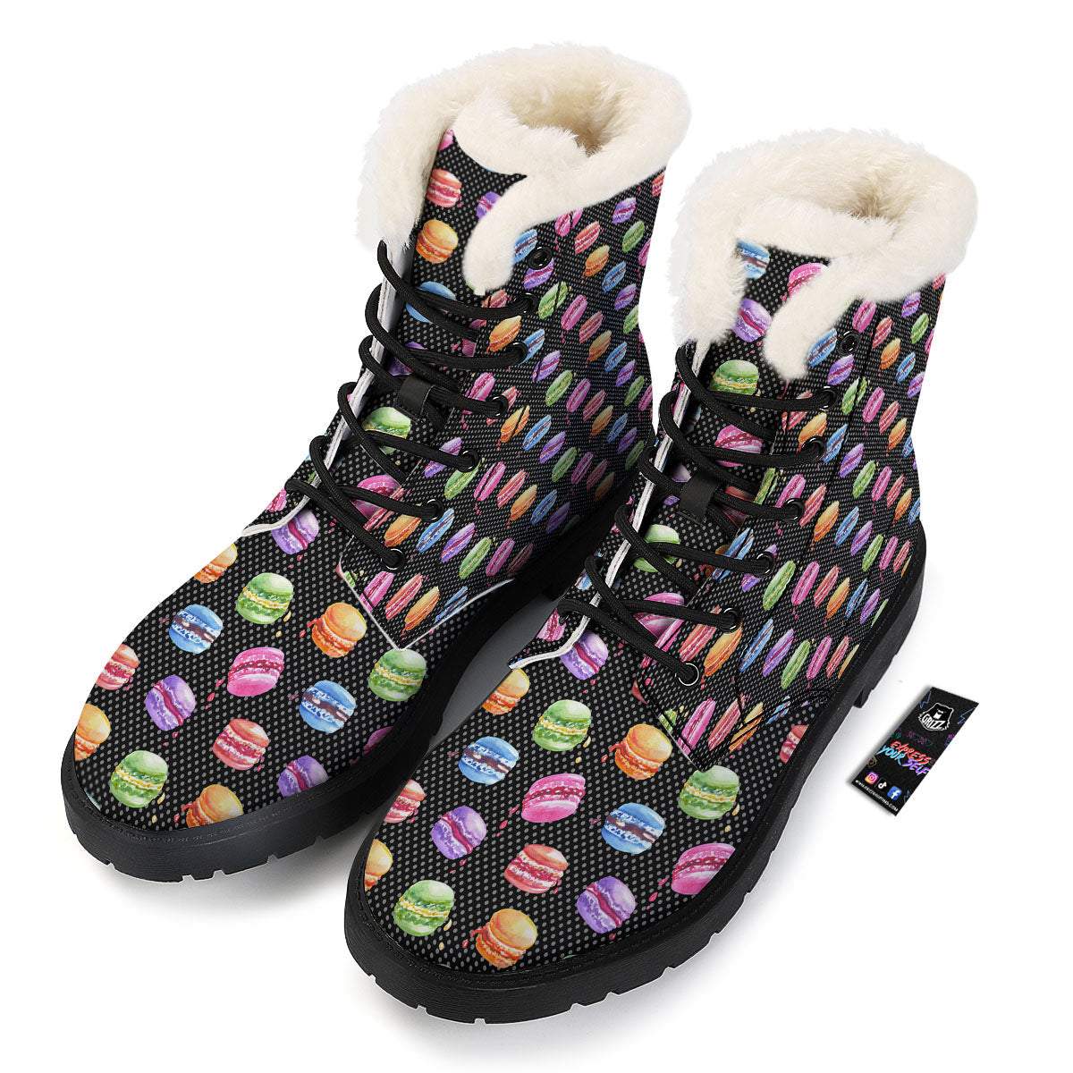 Macaron Polka Dot Print Pattern Winter Boots-grizzshop