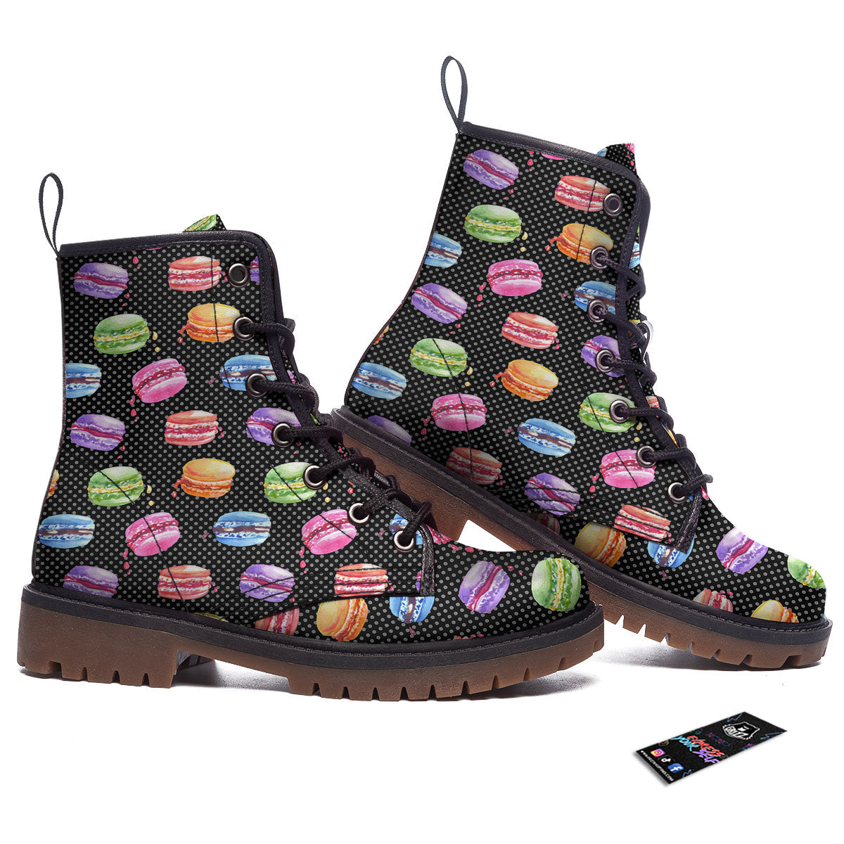 Macaron Polka Dot Print Pattern Work Boots-grizzshop