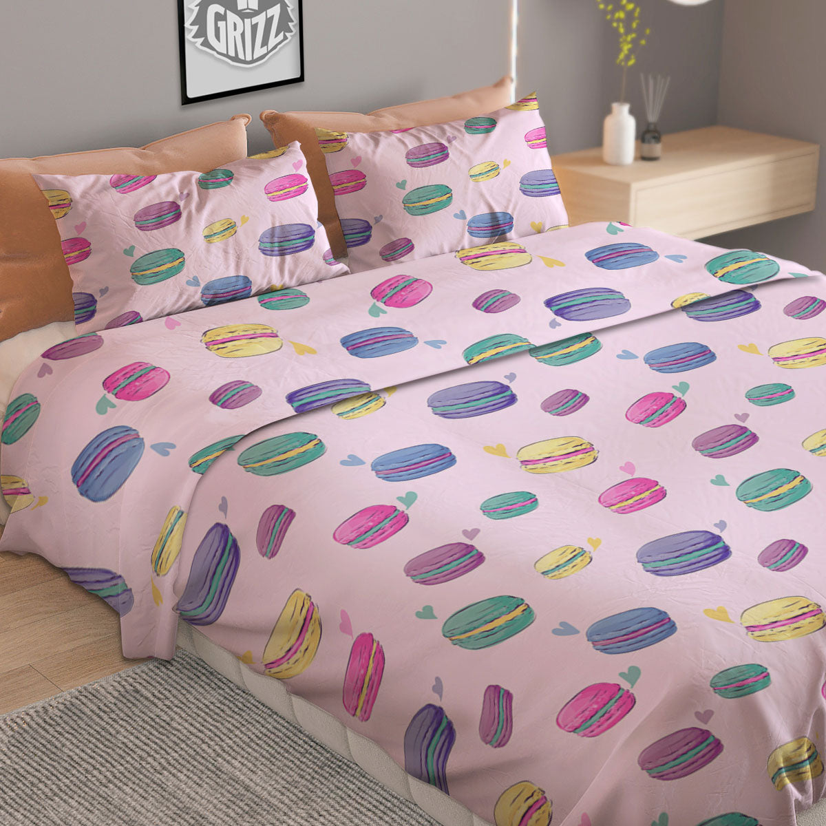 Macaron Print Pattern Duvet Cover Bedding Set-grizzshop