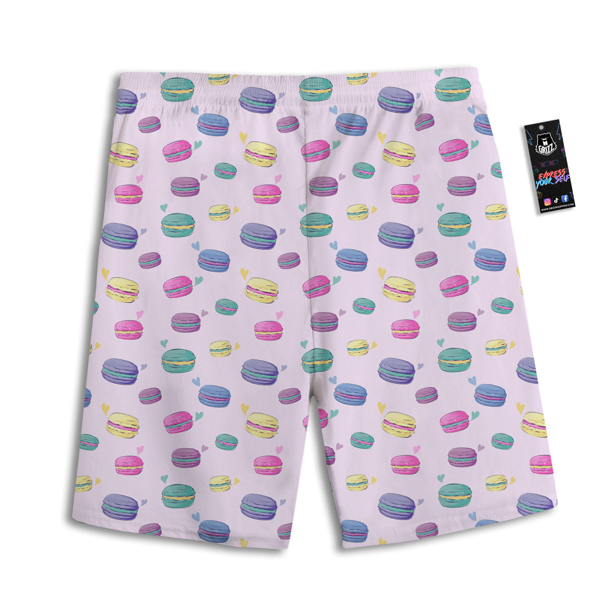 Macaron Print Pattern Men's Athletic Shorts-grizzshop
