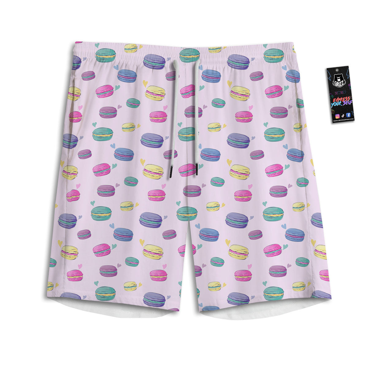 Macaron Print Pattern Men's Athletic Shorts-grizzshop