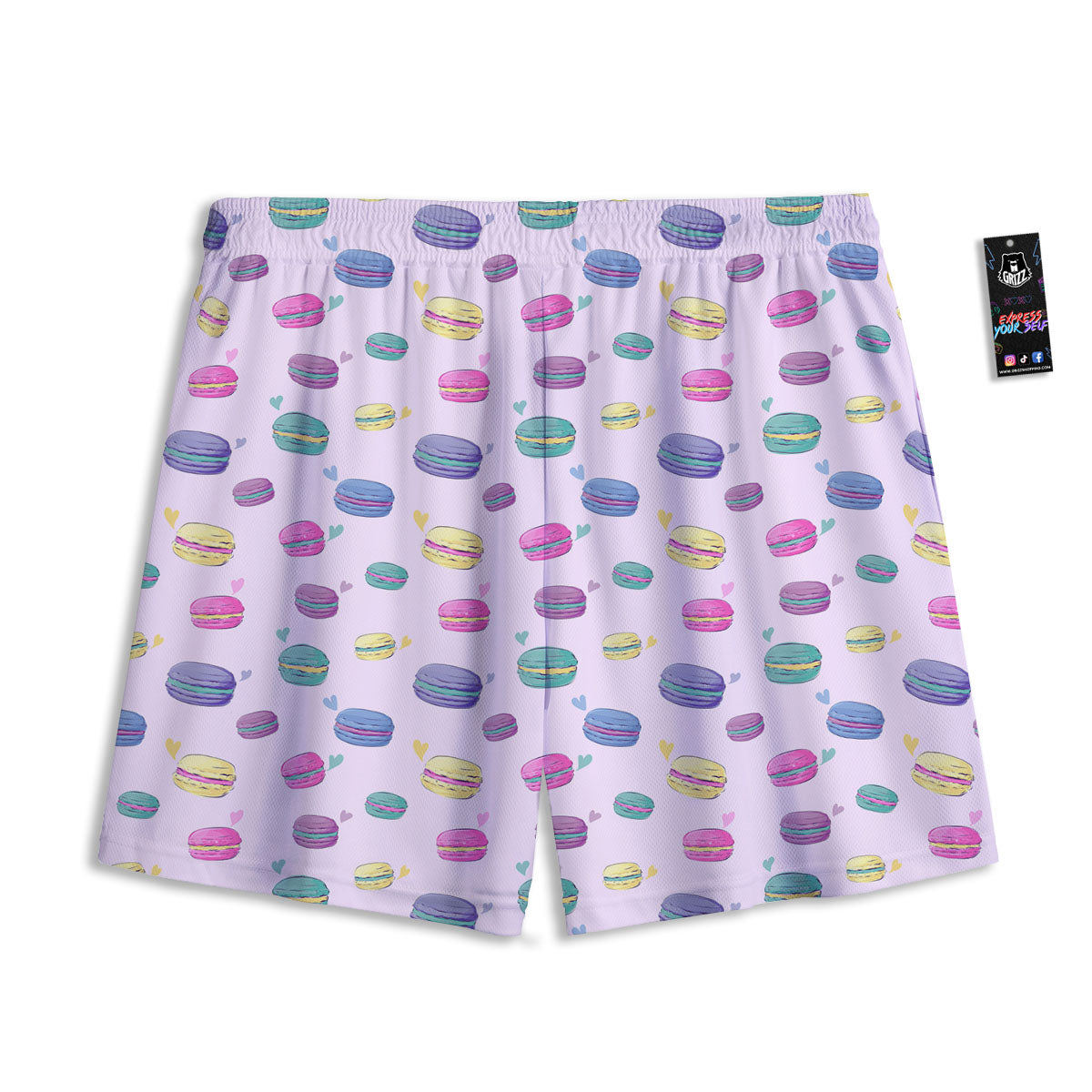 Macaron Print Pattern Mesh Shorts-grizzshop