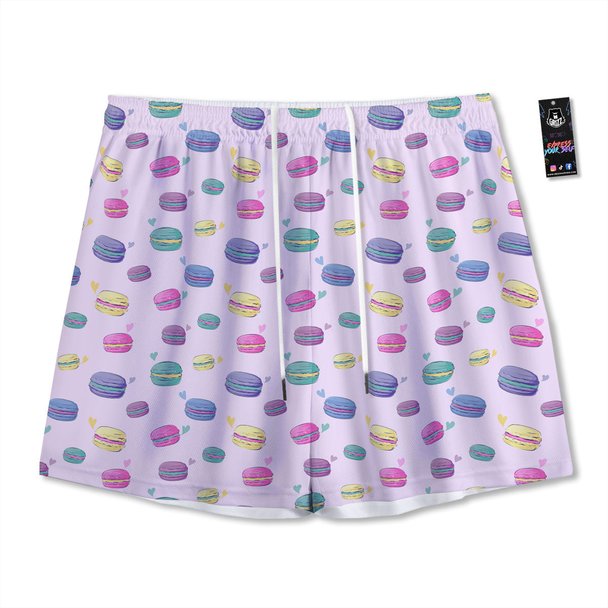 Macaron Print Pattern Mesh Shorts-grizzshop