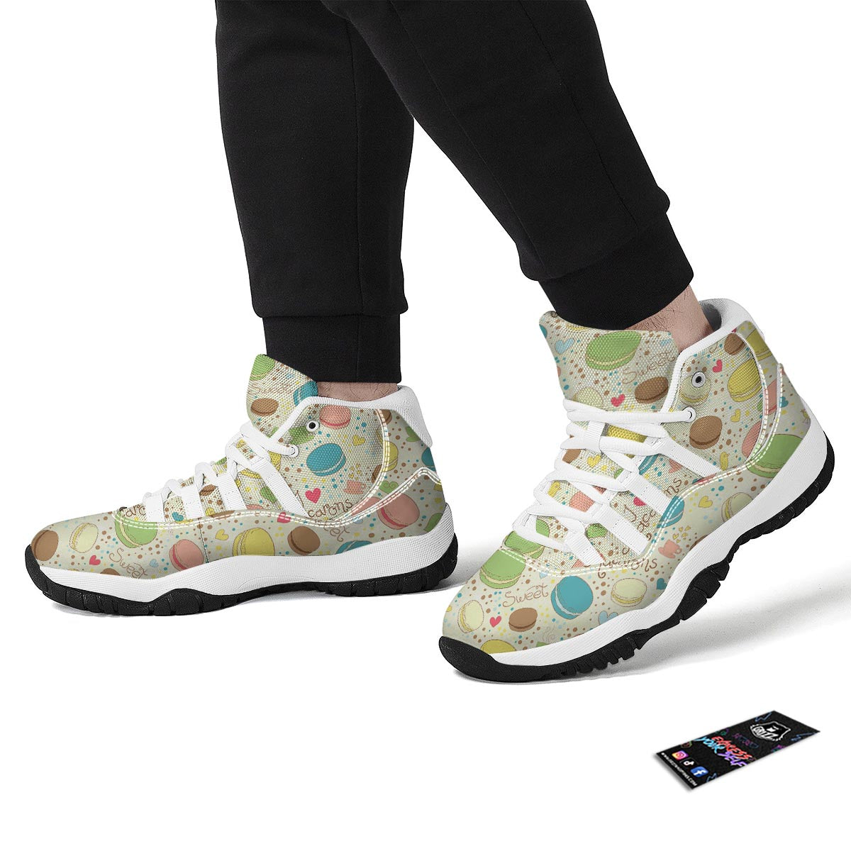 Macaron Sweet Pattern Print White Bball Shoes-grizzshop