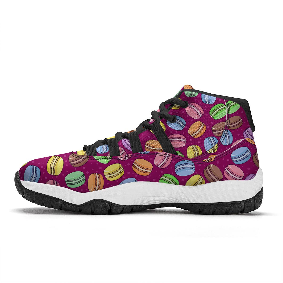 Macaron Sweet Print Pattern Black Bball Shoes-grizzshop