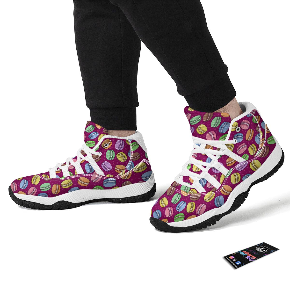 Macaron Sweet Print Pattern White Bball Shoes-grizzshop