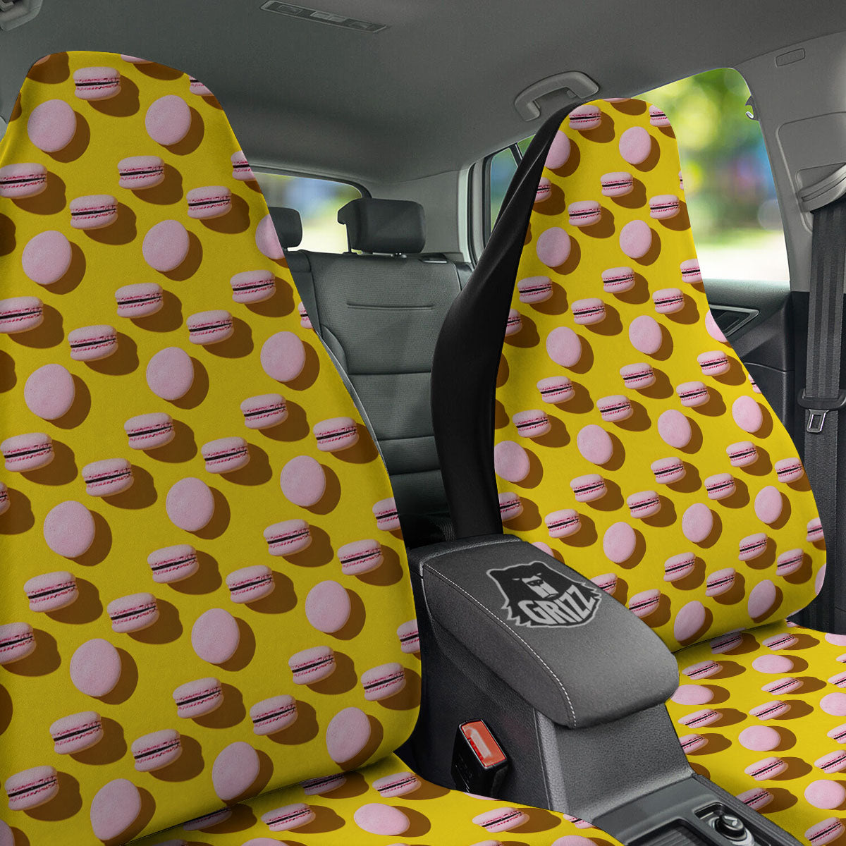 Macaron Yellow And Pink Print Pattern Car Seat Covers-grizzshop