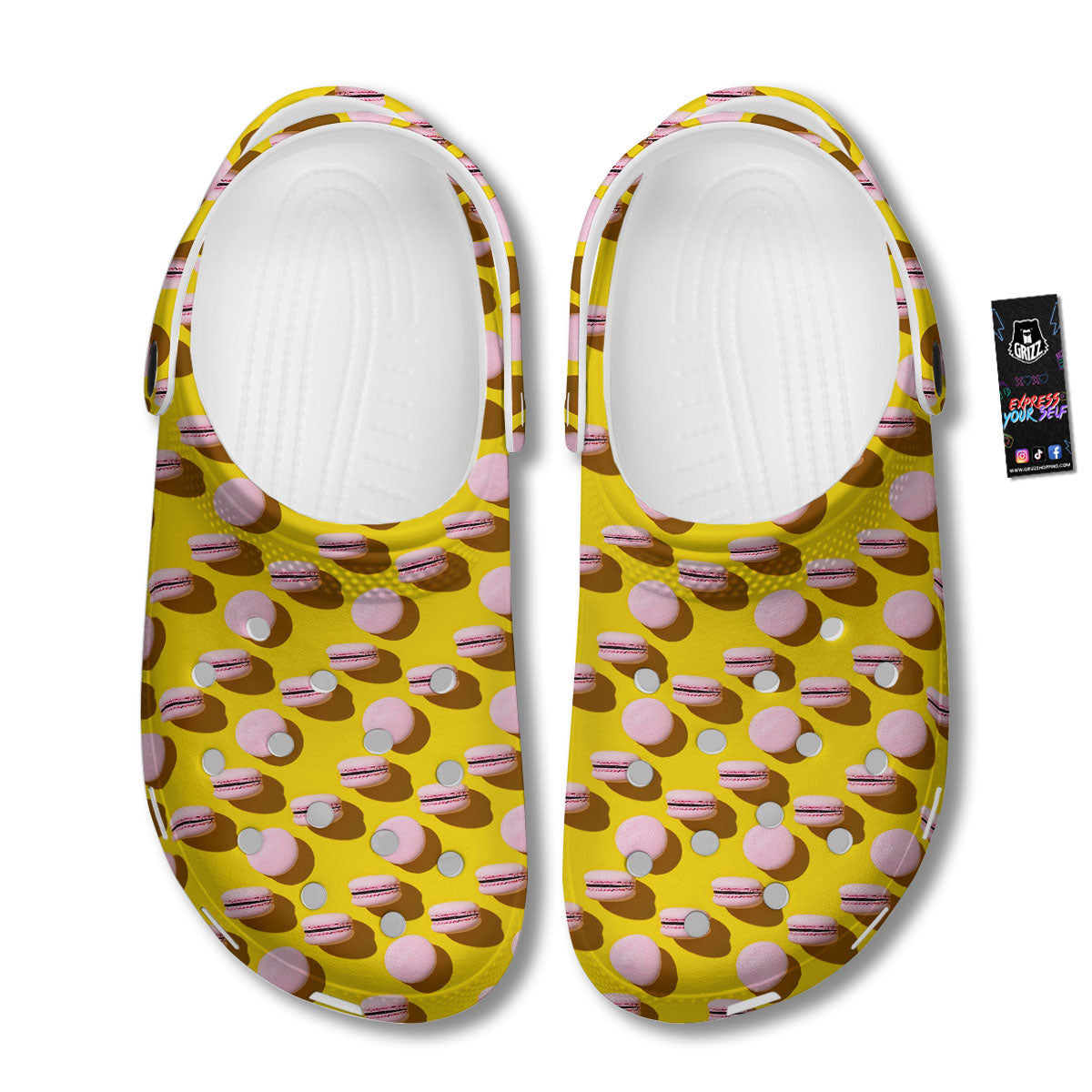 Macaron Yellow And Pink Print Pattern Clog-grizzshop