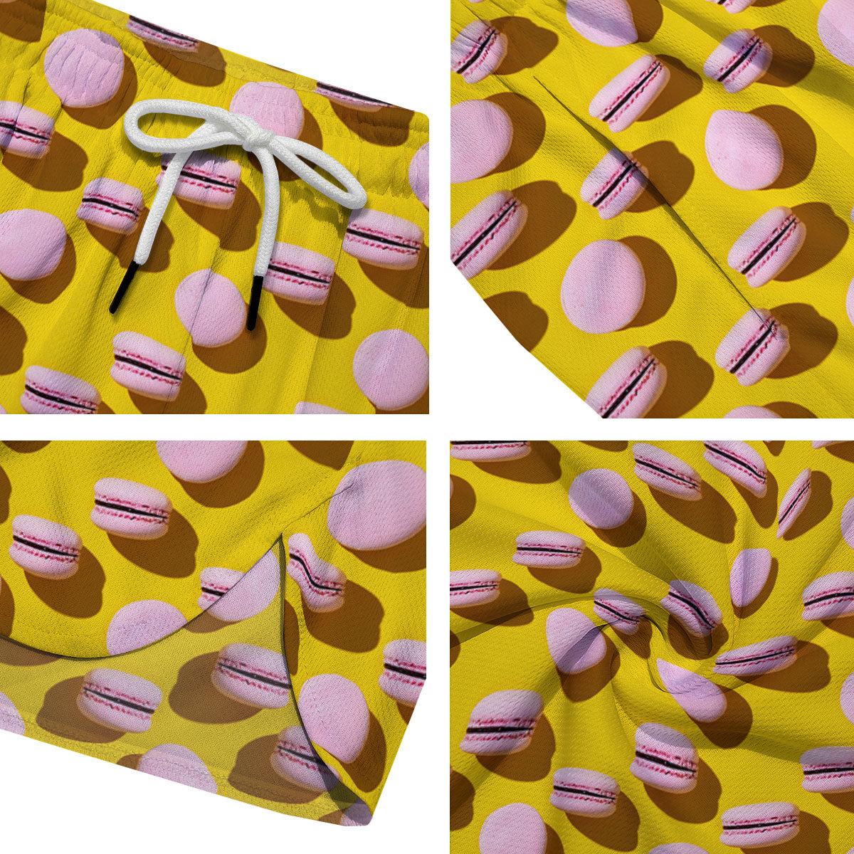 Macaron Yellow And Pink Print Pattern Men's Running Shorts-grizzshop