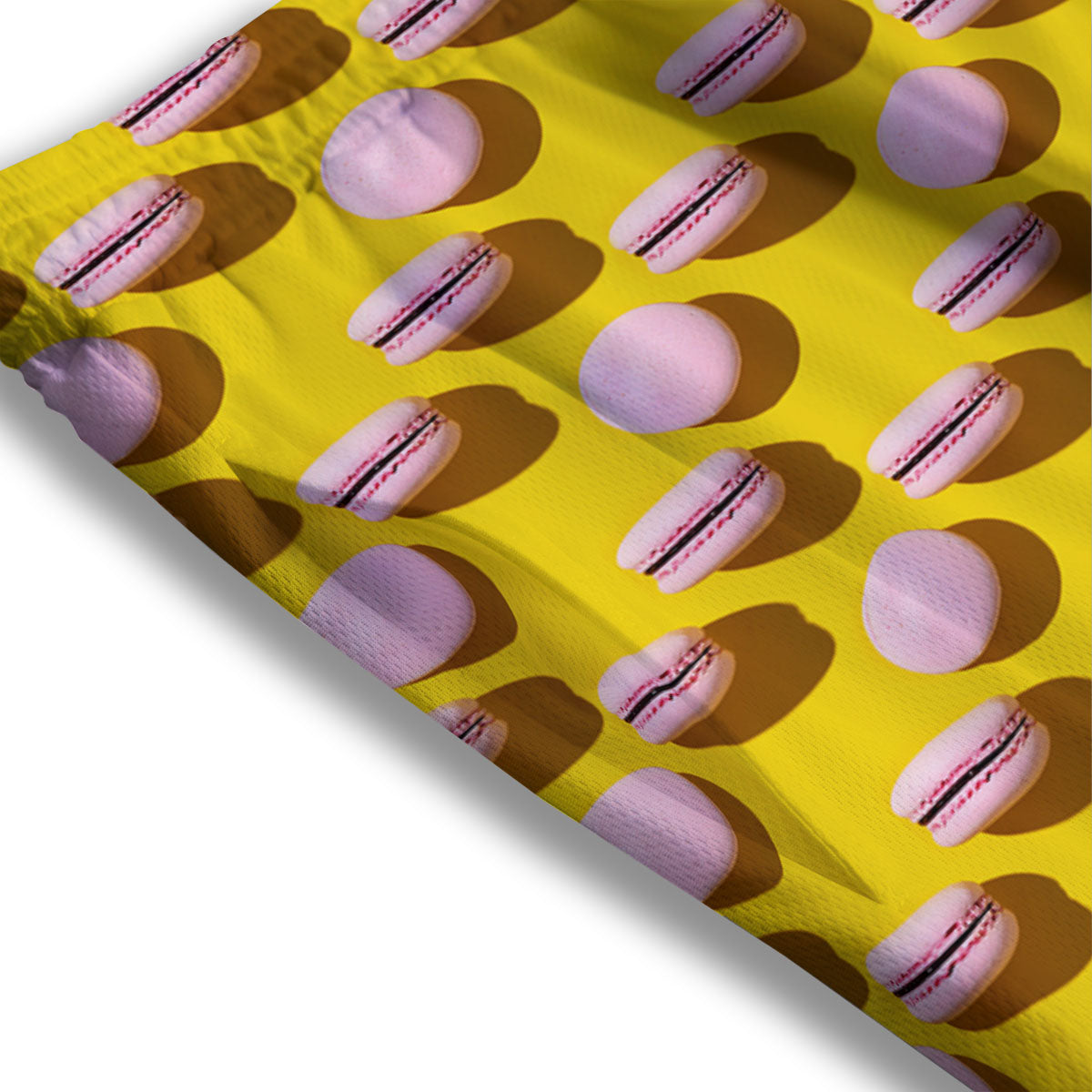 Macaron Yellow And Pink Print Pattern Mesh Shorts