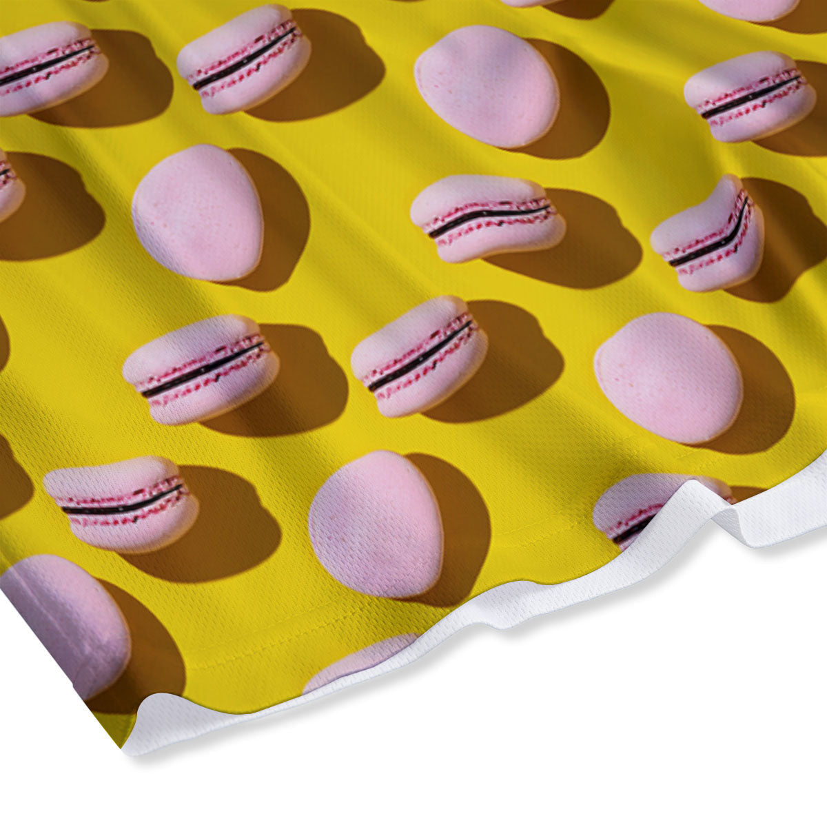 Macaron Yellow And Pink Print Pattern Mesh Shorts
