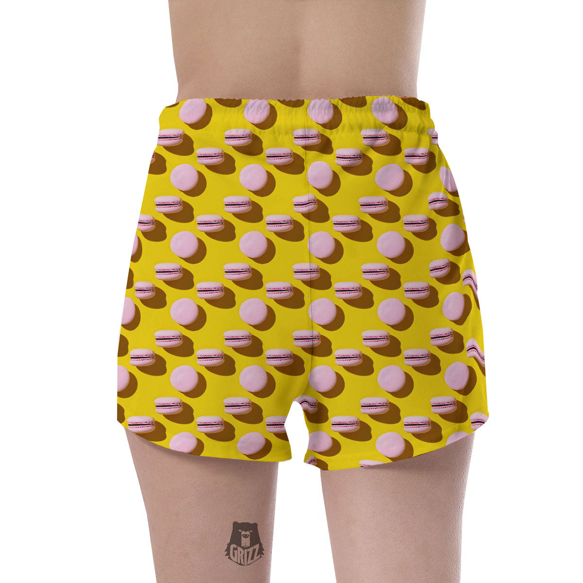 Macaron Yellow And Pink Print Pattern Women's Shorts-grizzshop