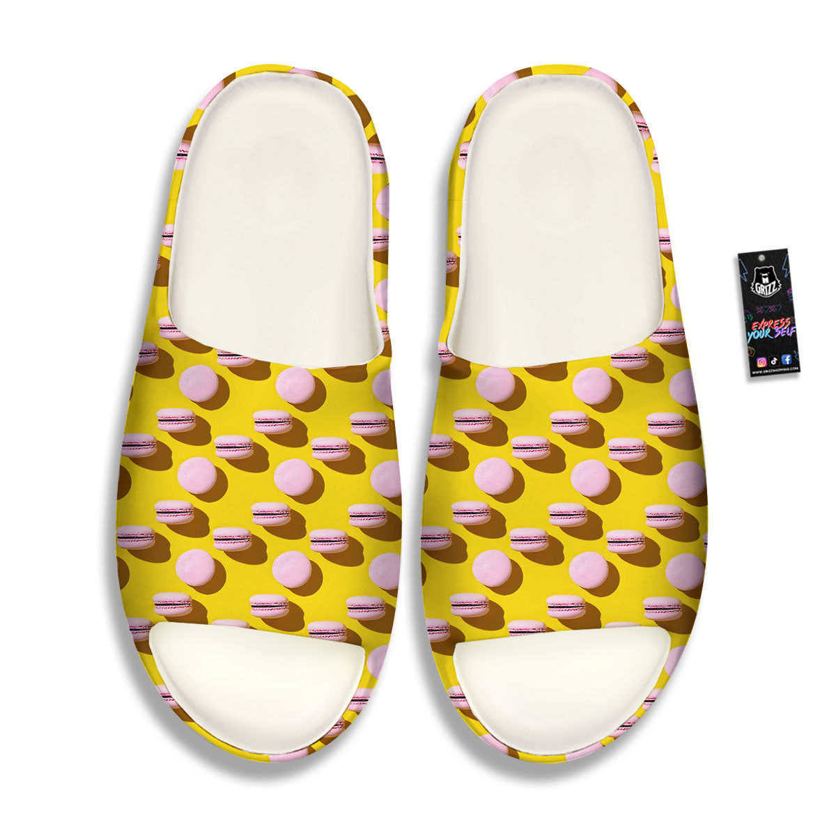 Macaron Yellow And Pink Print Pattern Sandals-grizzshop