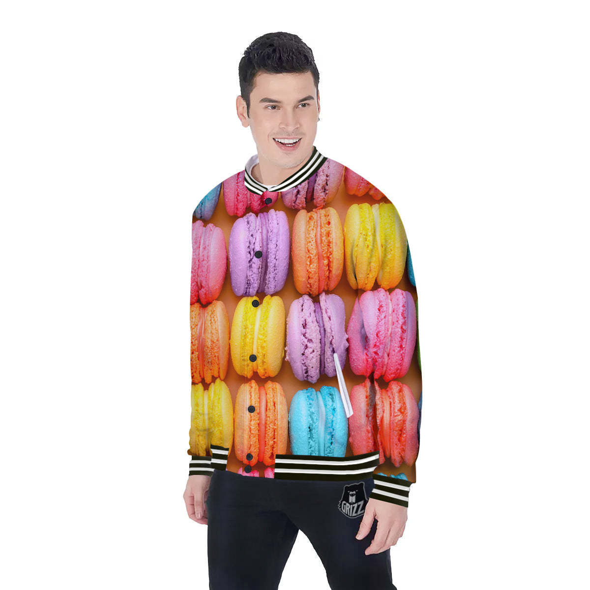 Macarons Colorful Print Baseball Jacket-grizzshop