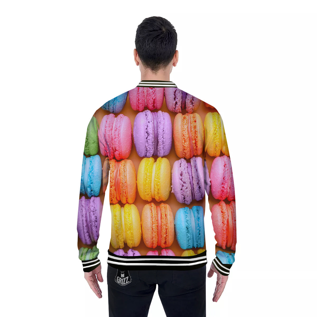 Macarons Colorful Print Baseball Jacket-grizzshop