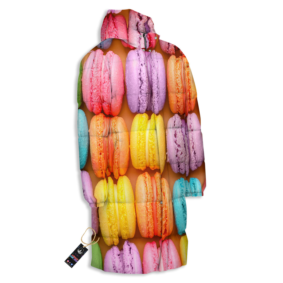 Macarons Colorful Print Long Down Jacket-grizzshop