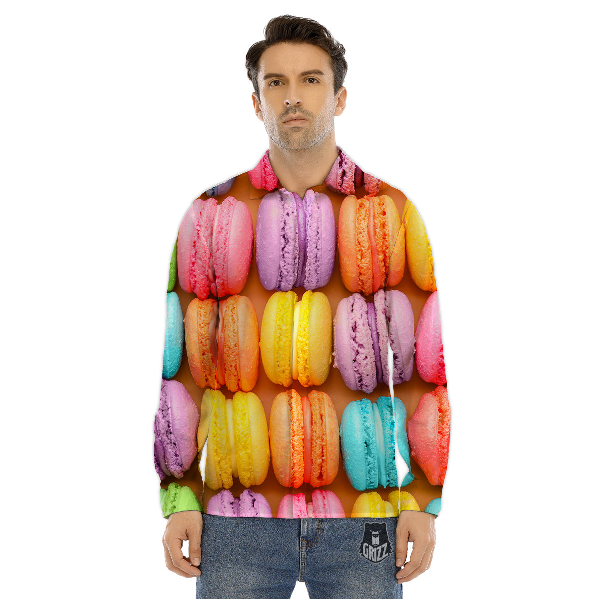 Macarons Colorful Print Men's Dress Shirts-grizzshop