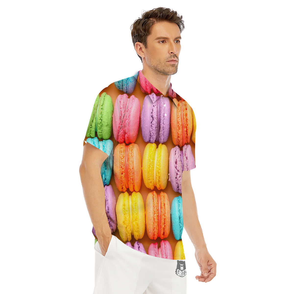 Macarons Colorful Print Men's Golf Shirts-grizzshop