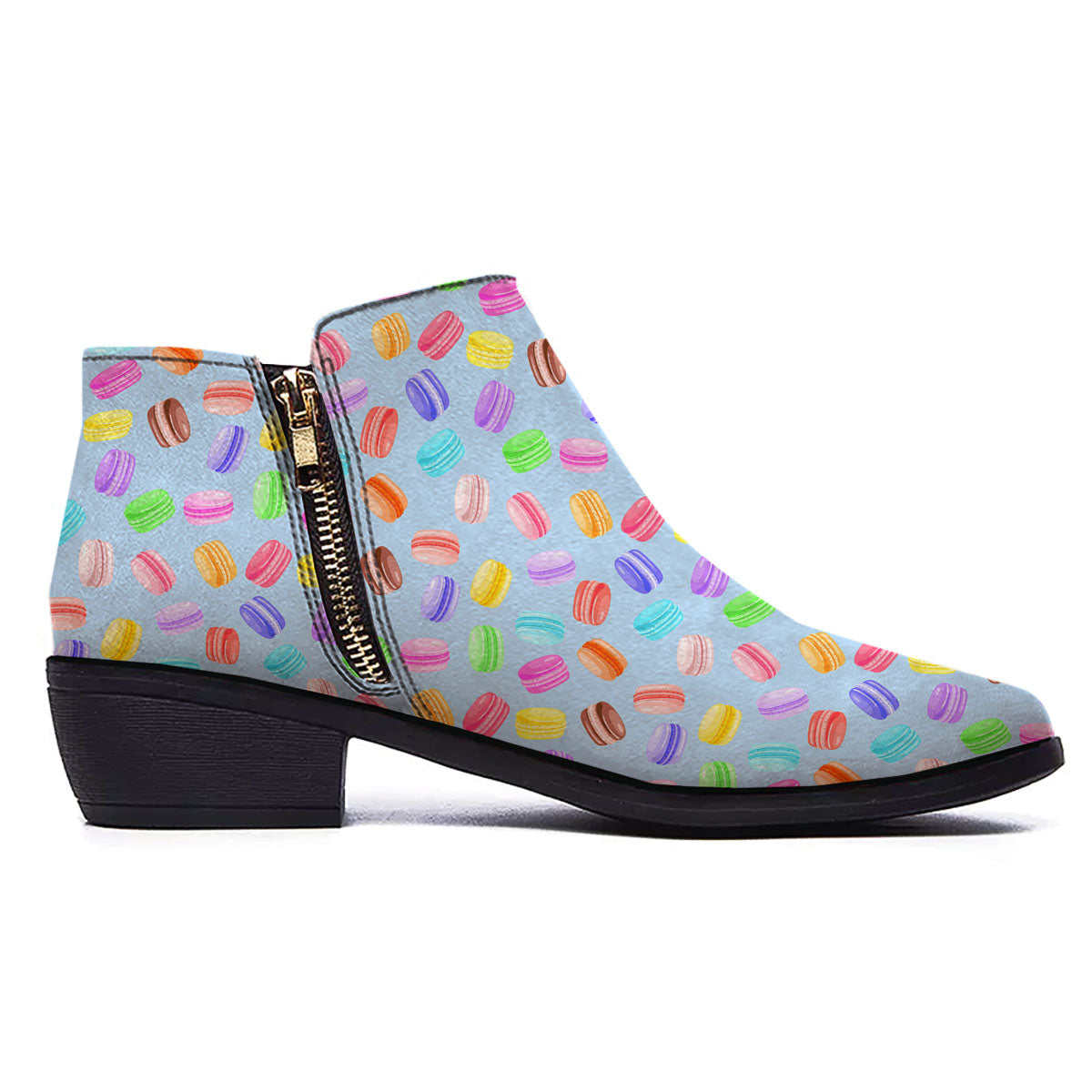 Macarons Colorful Print Pattern Ankle Boots-grizzshop