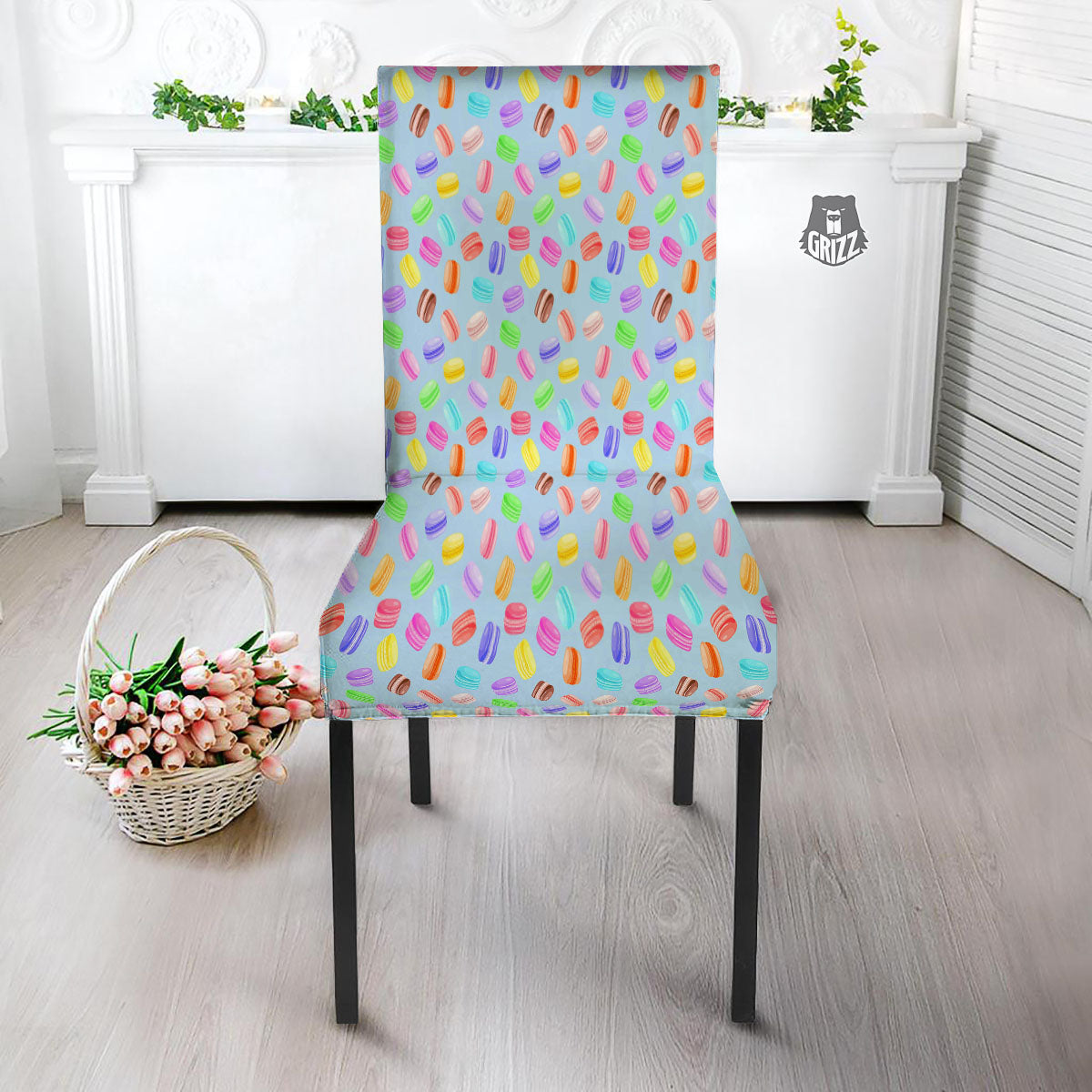 Macarons Colorful Print Pattern Dining Chair Slipcover-grizzshop