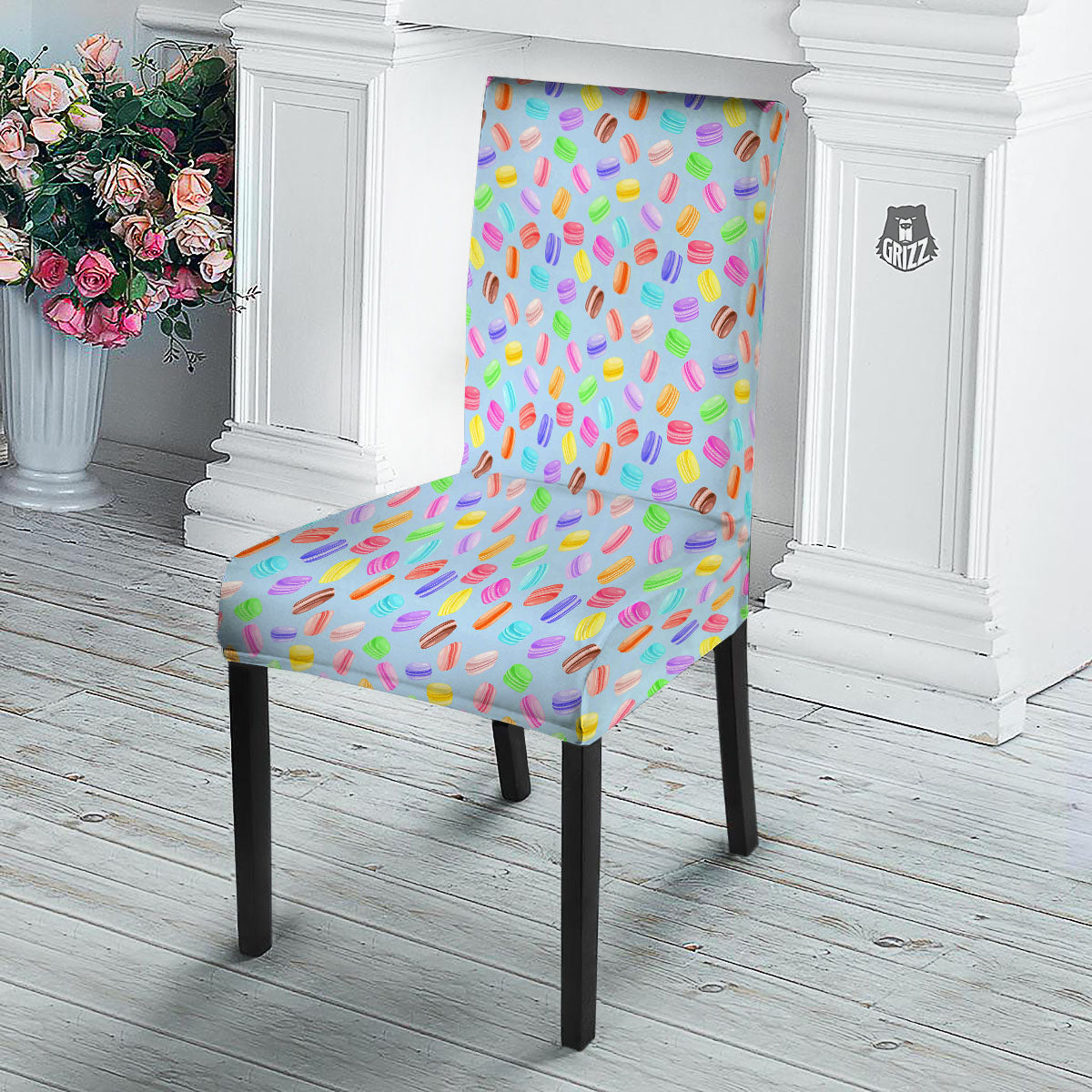 Macarons Colorful Print Pattern Dining Chair Slipcover-grizzshop