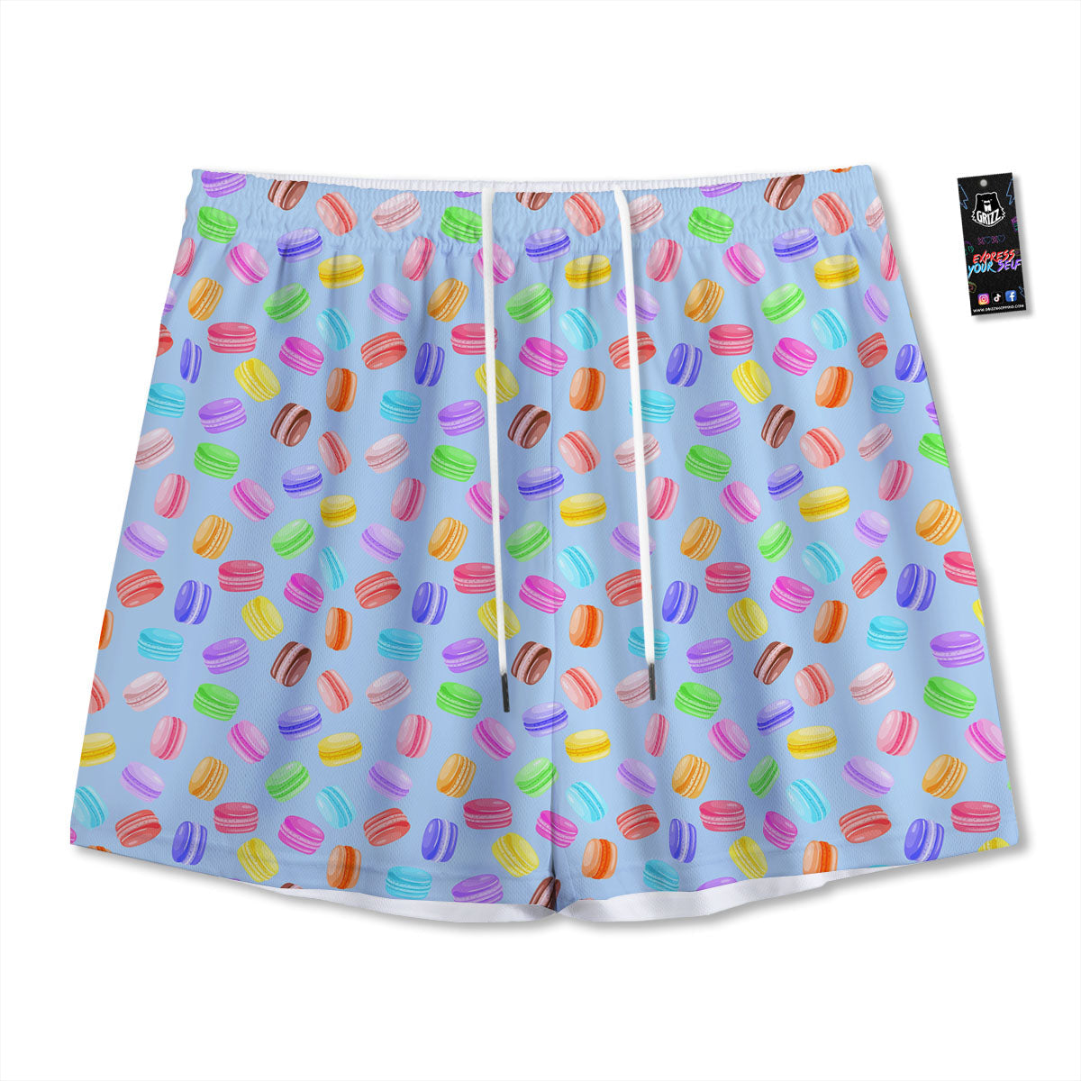 Macarons Colorful Print Pattern Mesh Shorts-grizzshop