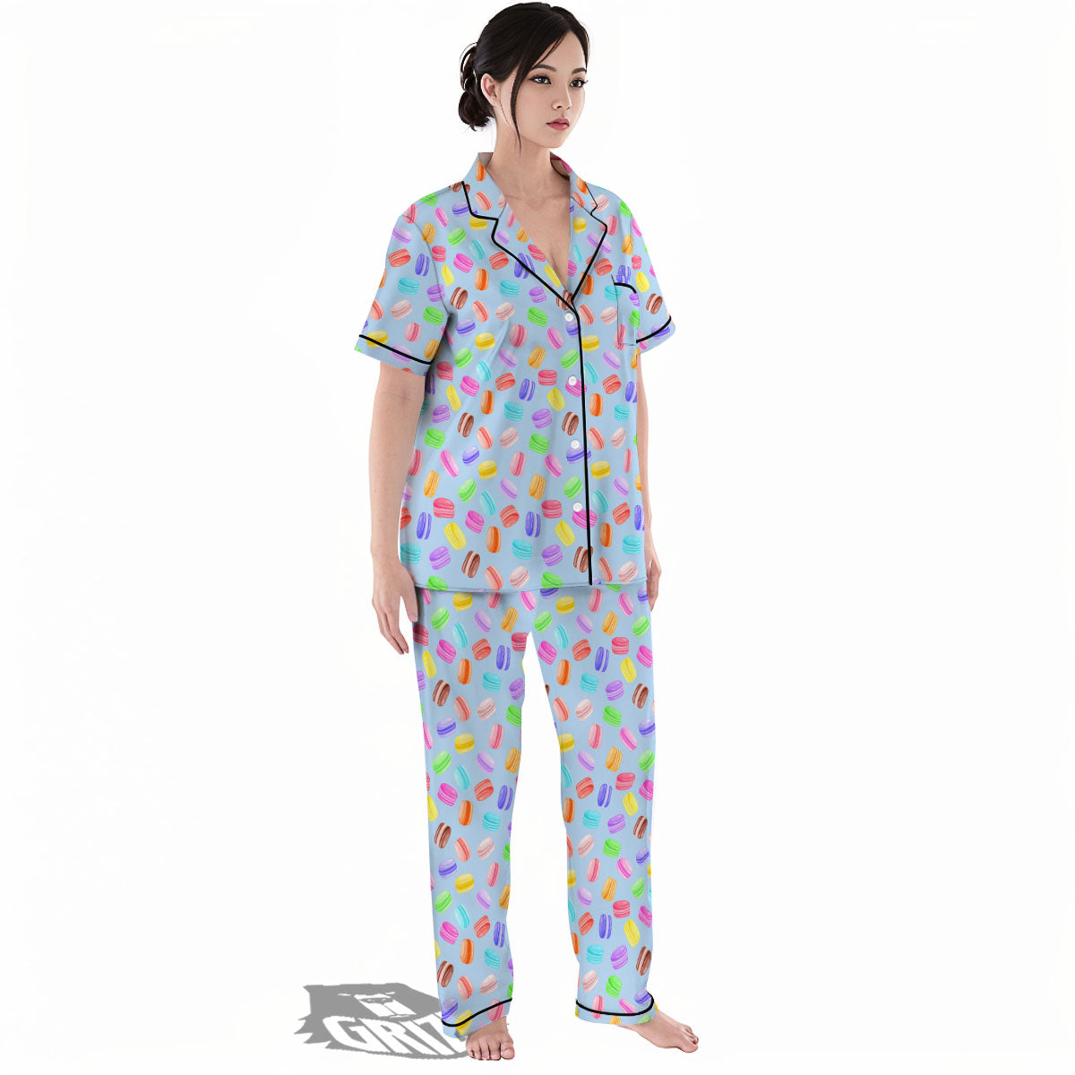 Macarons Colorful Print Pattern Women's Pajamas Set-grizzshop