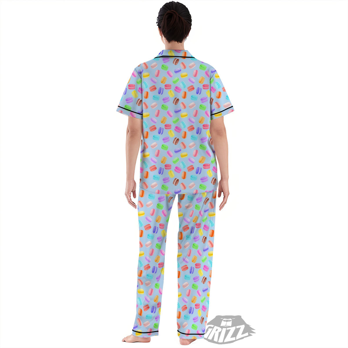 Macarons Colorful Print Pattern Women's Pajamas Set-grizzshop