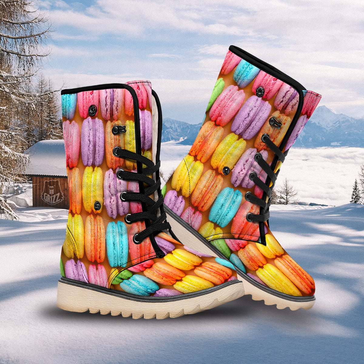 Macarons Colorful Print Snow Boots-grizzshop